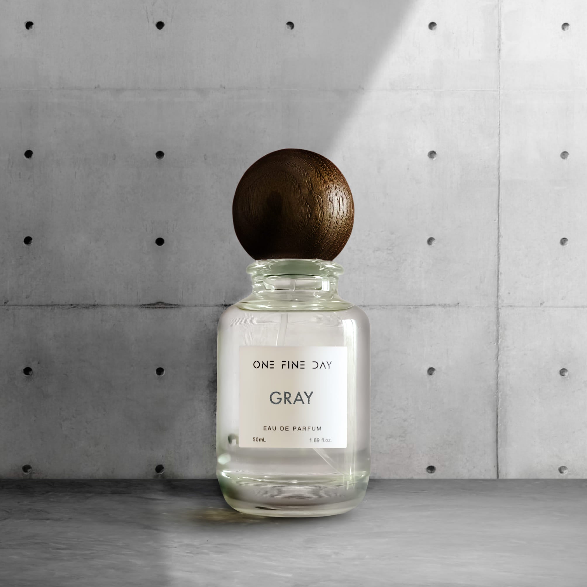 One Fine Day Gray perfume bottle, sophisticated gray fragrance