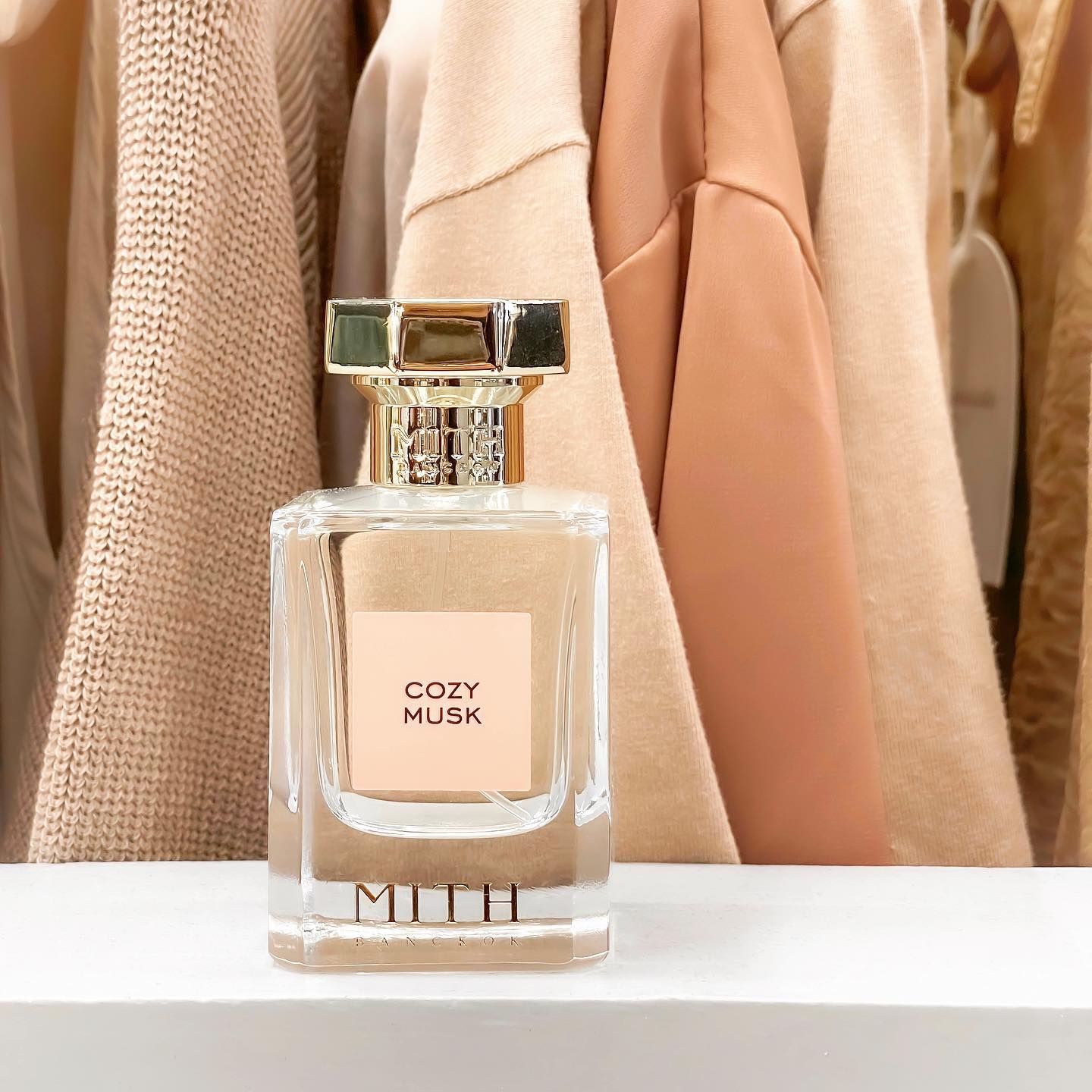 Cozy Musk fragrance lifestyle image, warm comforting musk scent