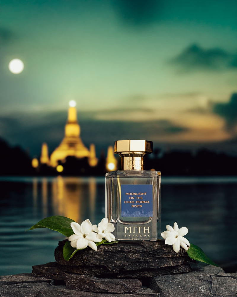 Moonlight on the Chao Phraya River fragrance collection, romantic moonlit river scent