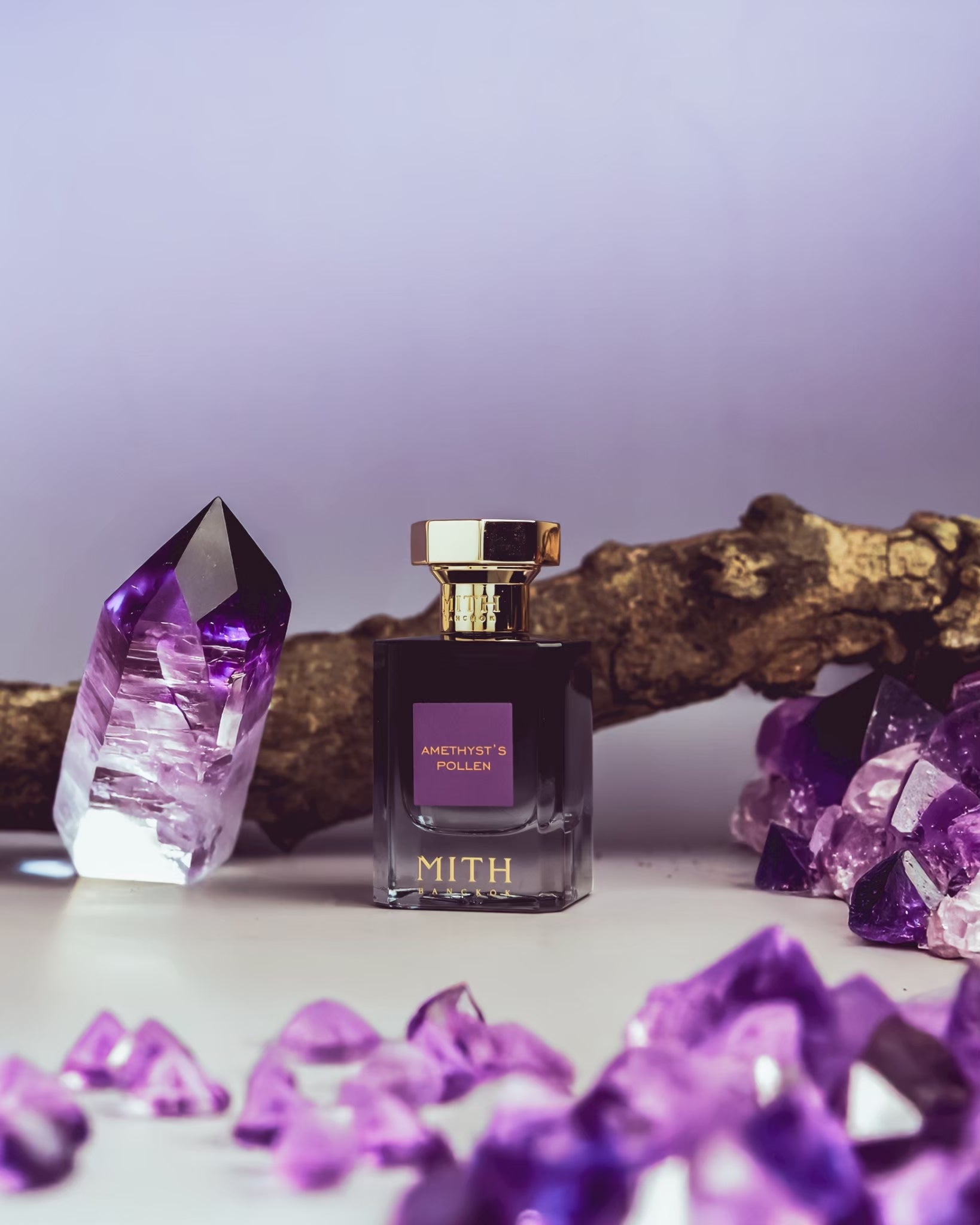 Amethyst's Pollen collection shot, mystical amethyst perfume