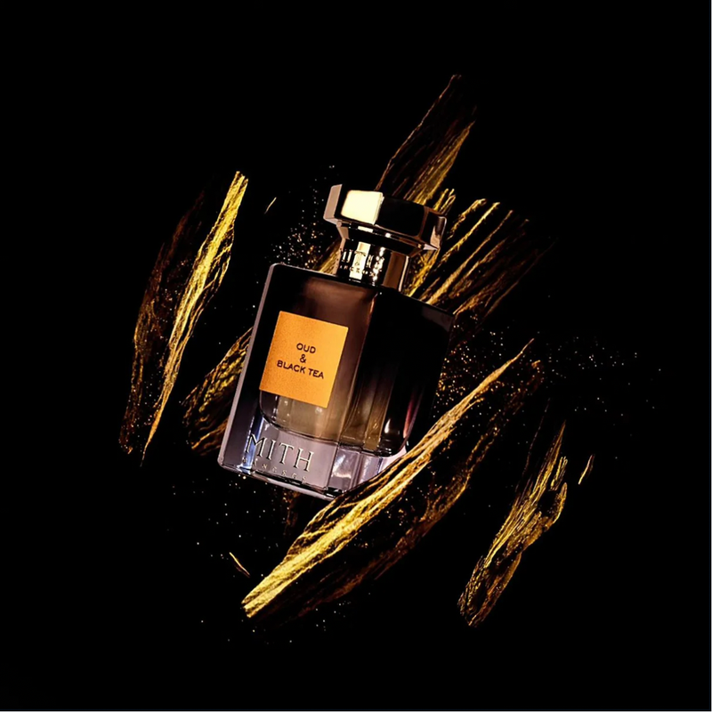 Oud & Black Tea fragrance design concept, exotic oud tea blend
