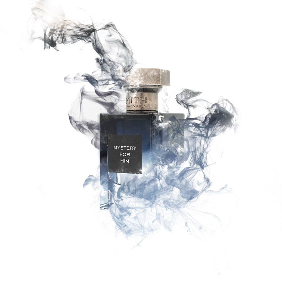 Mystery for Him fragrance in use, bold masculine perfume