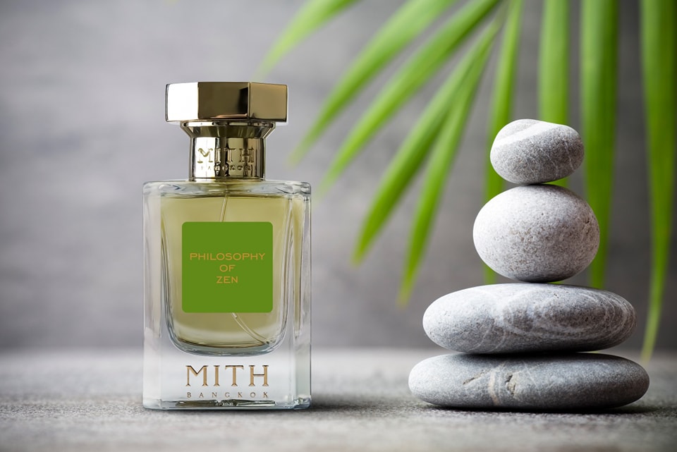 Philosophy of Zen fragrance lifestyle image, peaceful zen-inspired scent