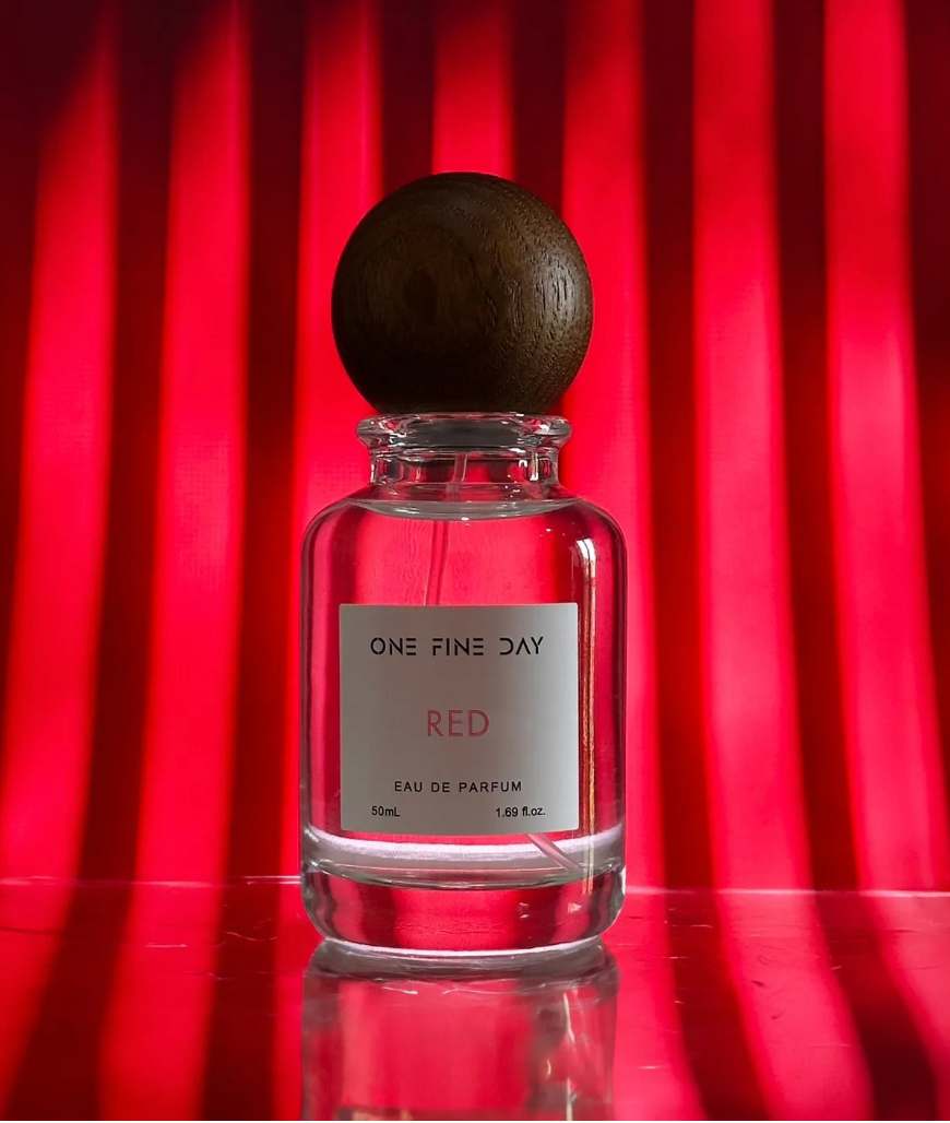 Red fragrance design concept, vibrant red scent inspiration