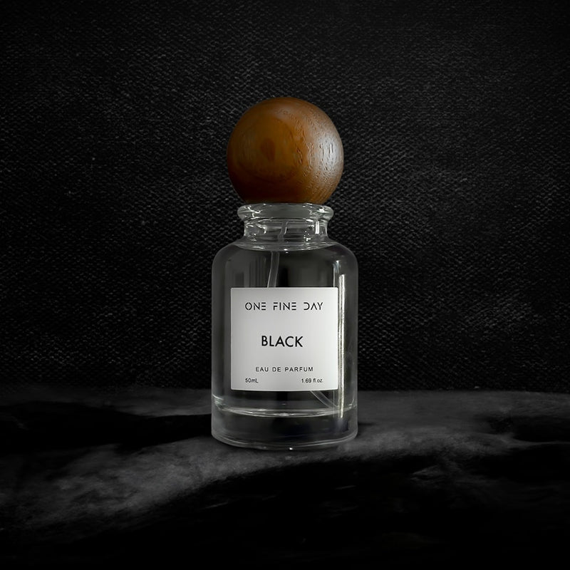Black perfume bottle, sophisticated black fragrance